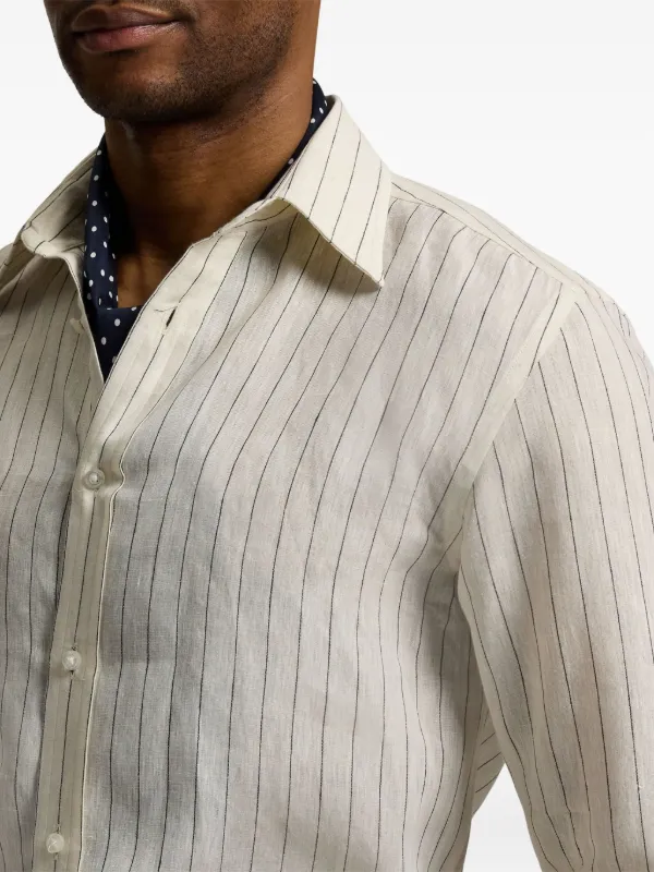 Ralph Lauren Purple Label ストライプ リネンシャツ | ニュートラル