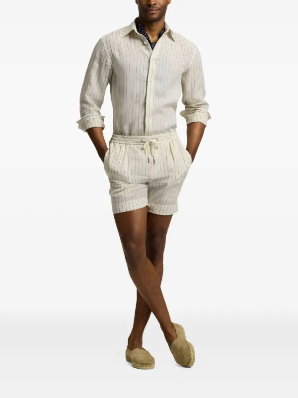 Ralph Lauren Purple Label ストライプ リネンシャツ | ニュートラル