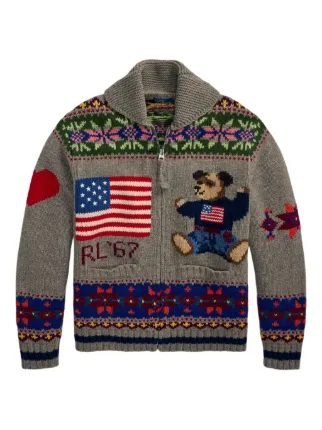 ポロラルフローレン フェアアイル インターシャニット カーディガン Polo Ralph Lauren フェアアイル カーディガン | グレー | FARFETCH JP