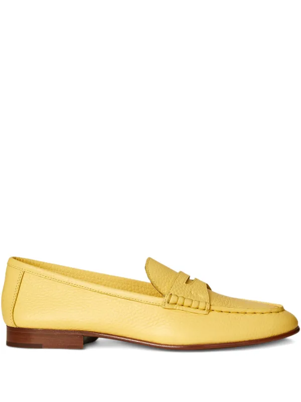 Polo Ralph Lauren Pebbled-leather Loafers in Yellow
