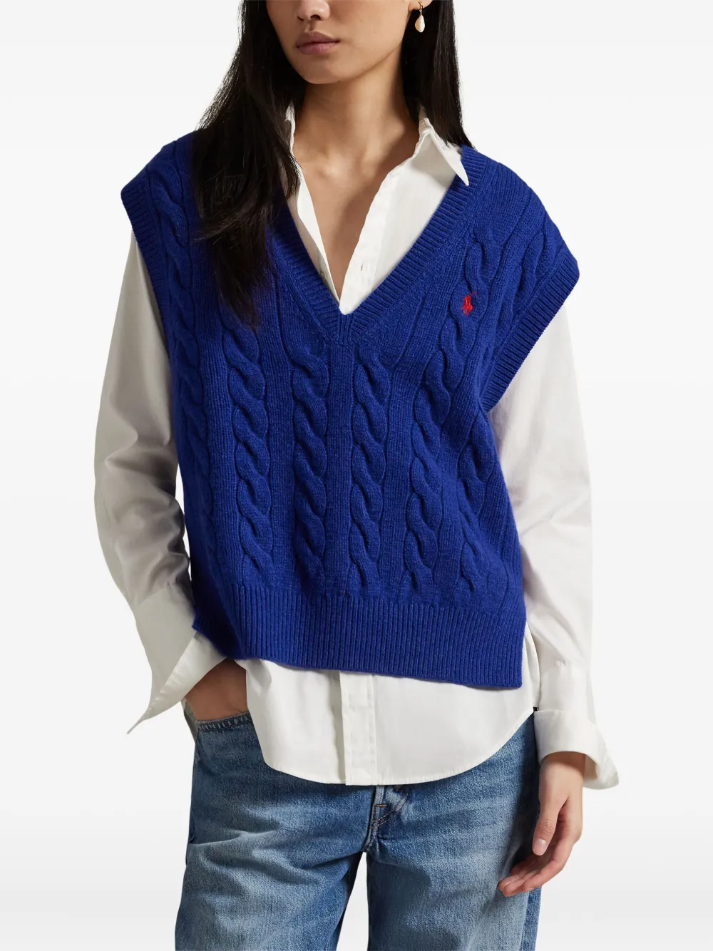 Polo Ralph Lauren Kabelgebreide spencer Blauw