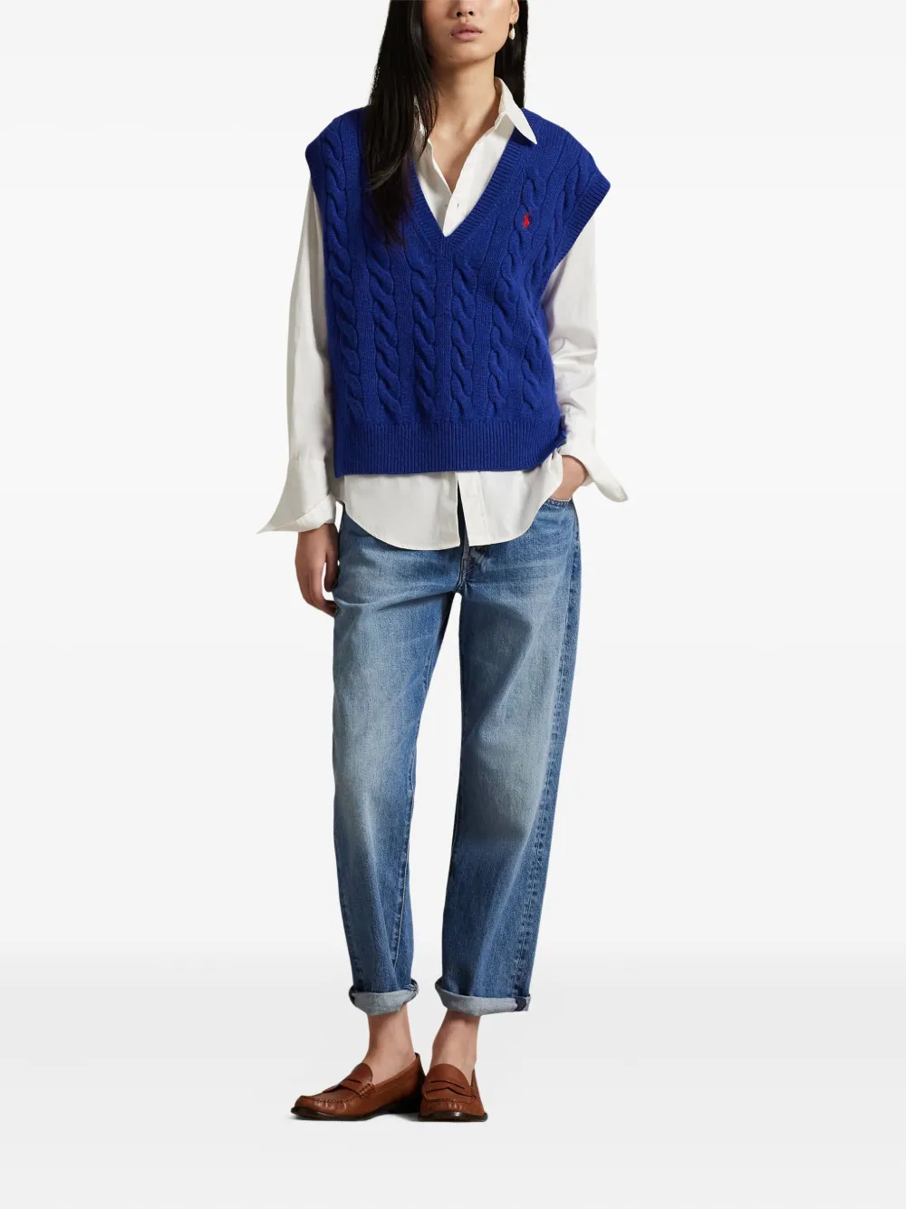 Polo Ralph Lauren Kabelgebreide spencer Blauw