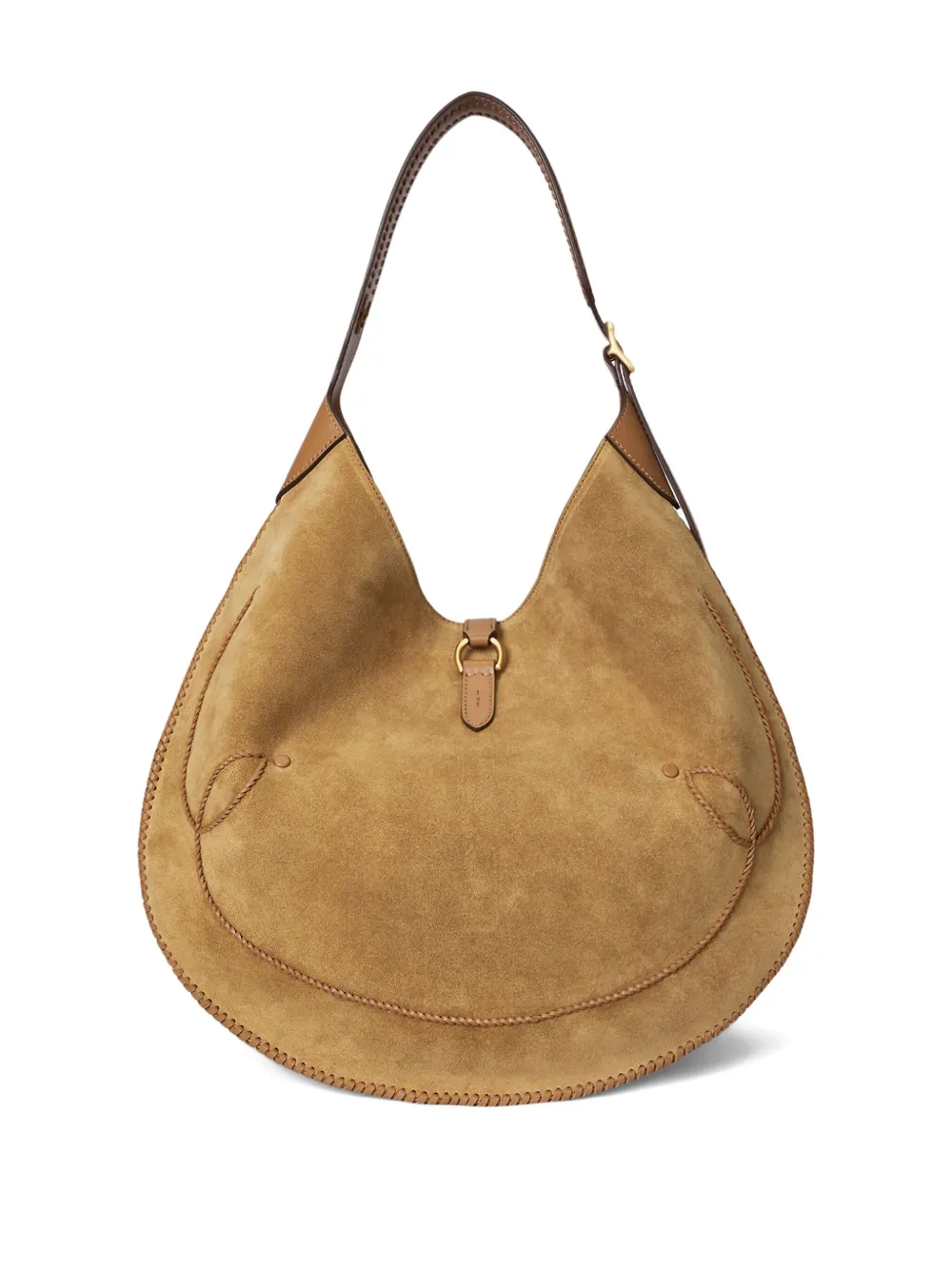 Polo Ralph Lauren Polo ID Western suède schoudertas met stiksel Beige