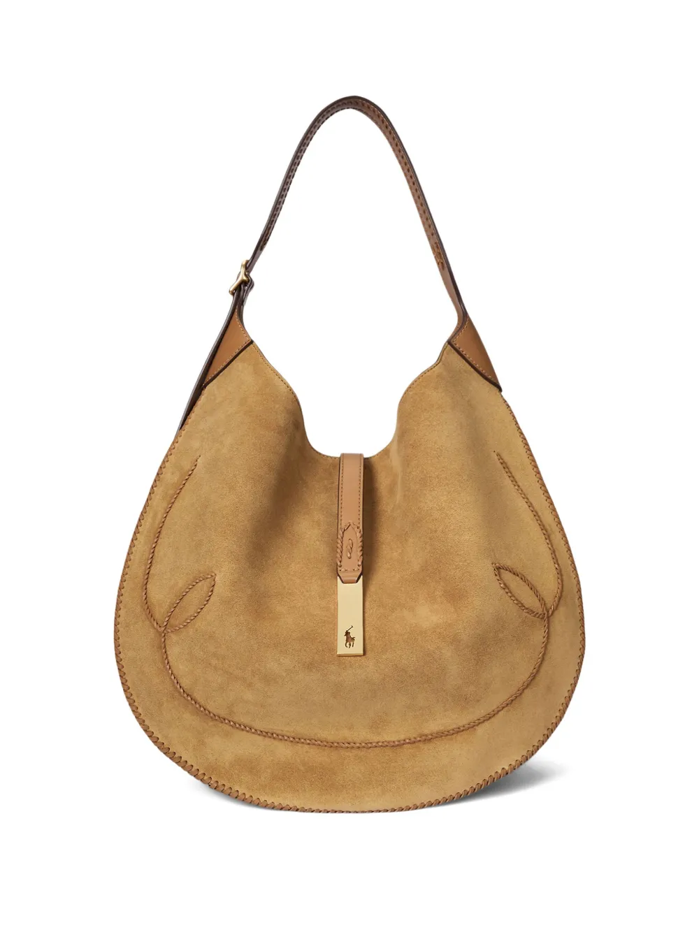 Polo ID Western suede stitched shoulder bag