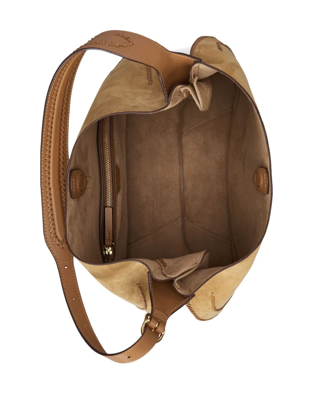 Polo Ralph Lauren Polo ID Western suède schoudertas met stiksel Beige
