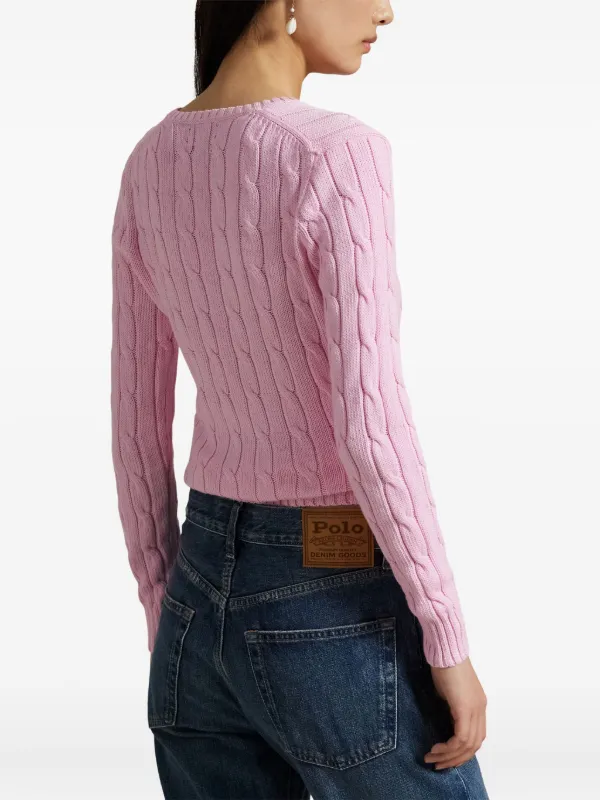 Polo Ralph Lauren cable-knit V-neck Sweater | Pink | FARFETCH
