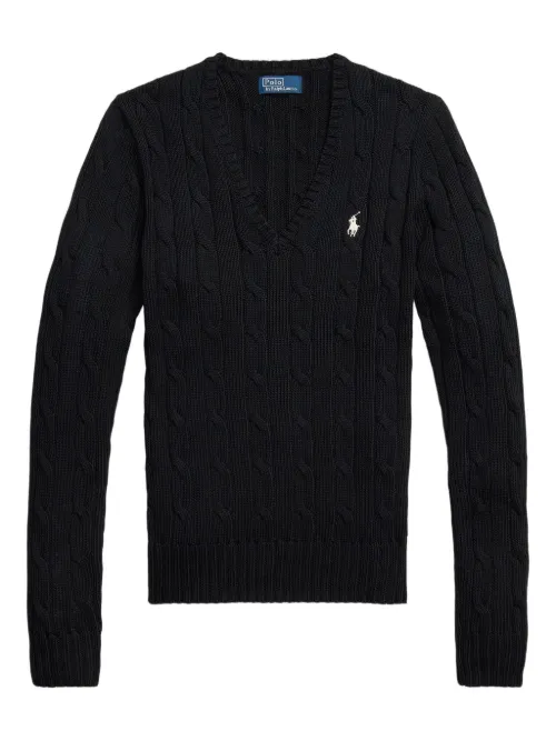 Pull en maille torsadée à col v - Polo Ralph Lauren - Modalova