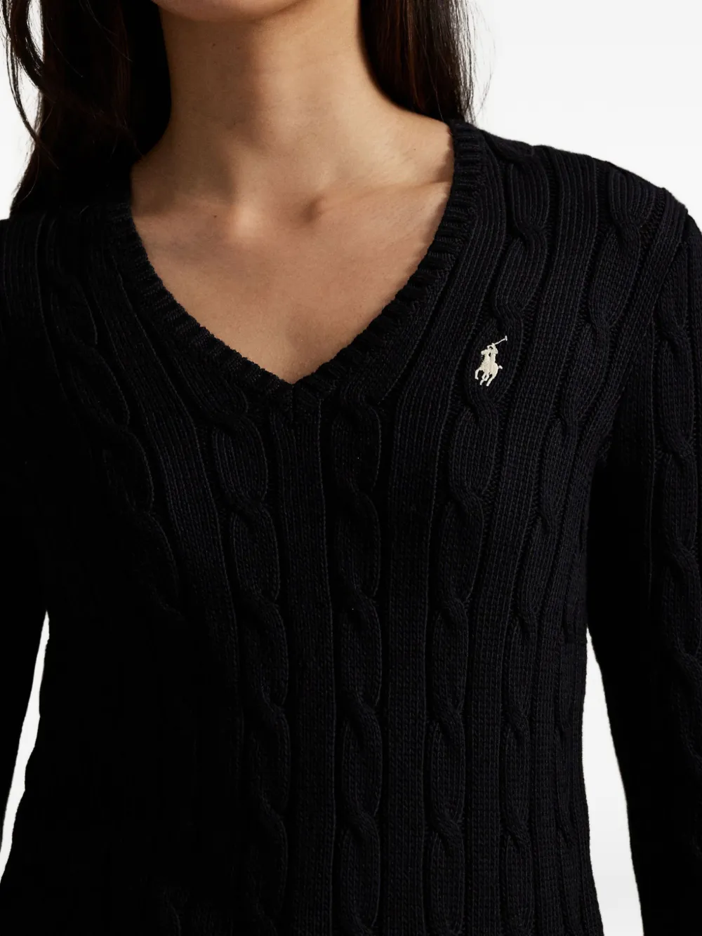 Polo Ralph Lauren Kabelgebreide sweater Zwart