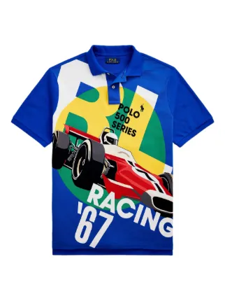 トップス Ralph Lauren Polo Polo Ralph Lauren graphic-print Polo Shirt | Blue | FARFETCH RS
