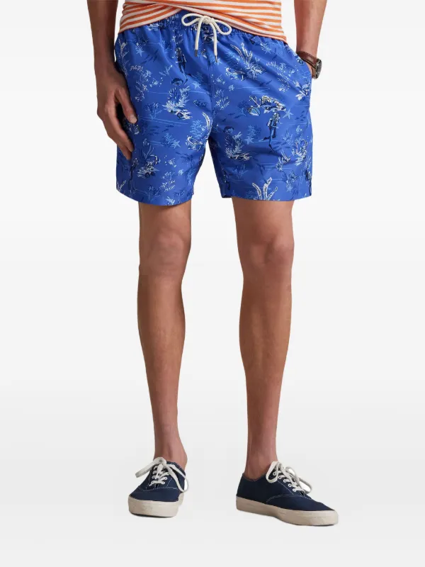 Polo Ralph Lauren graphic-print Swim Shorts | Blue | FARFETCH