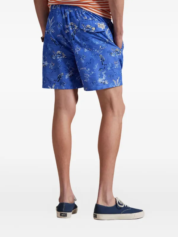 Polo Ralph Lauren graphic-print Swim Shorts | Blue | FARFETCH