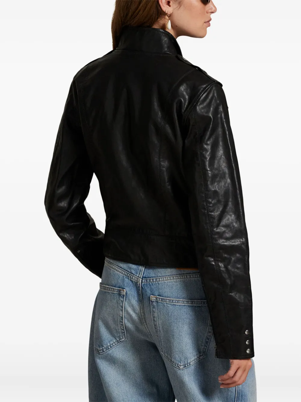 Polo Ralph Lauren Leren bikerjack Zwart