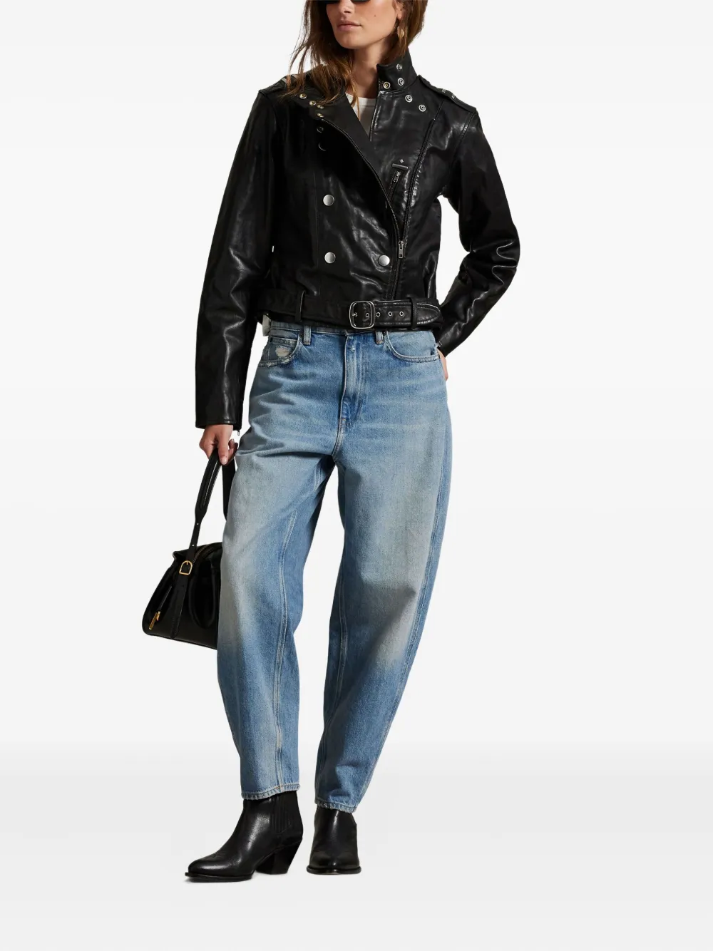 Polo Ralph Lauren Leren bikerjack Zwart