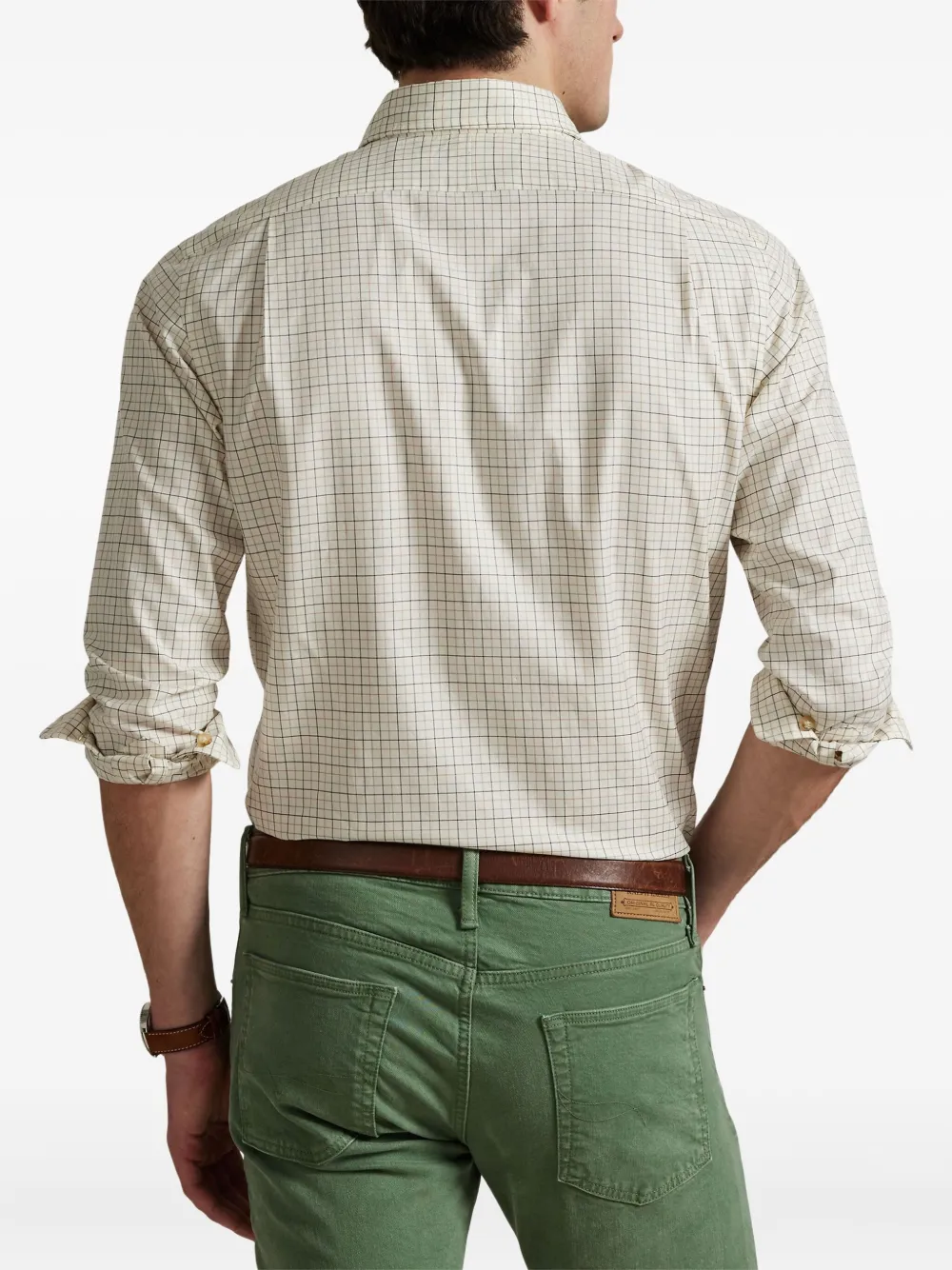 Polo Ralph Lauren Geruite overhemd met knopen Beige