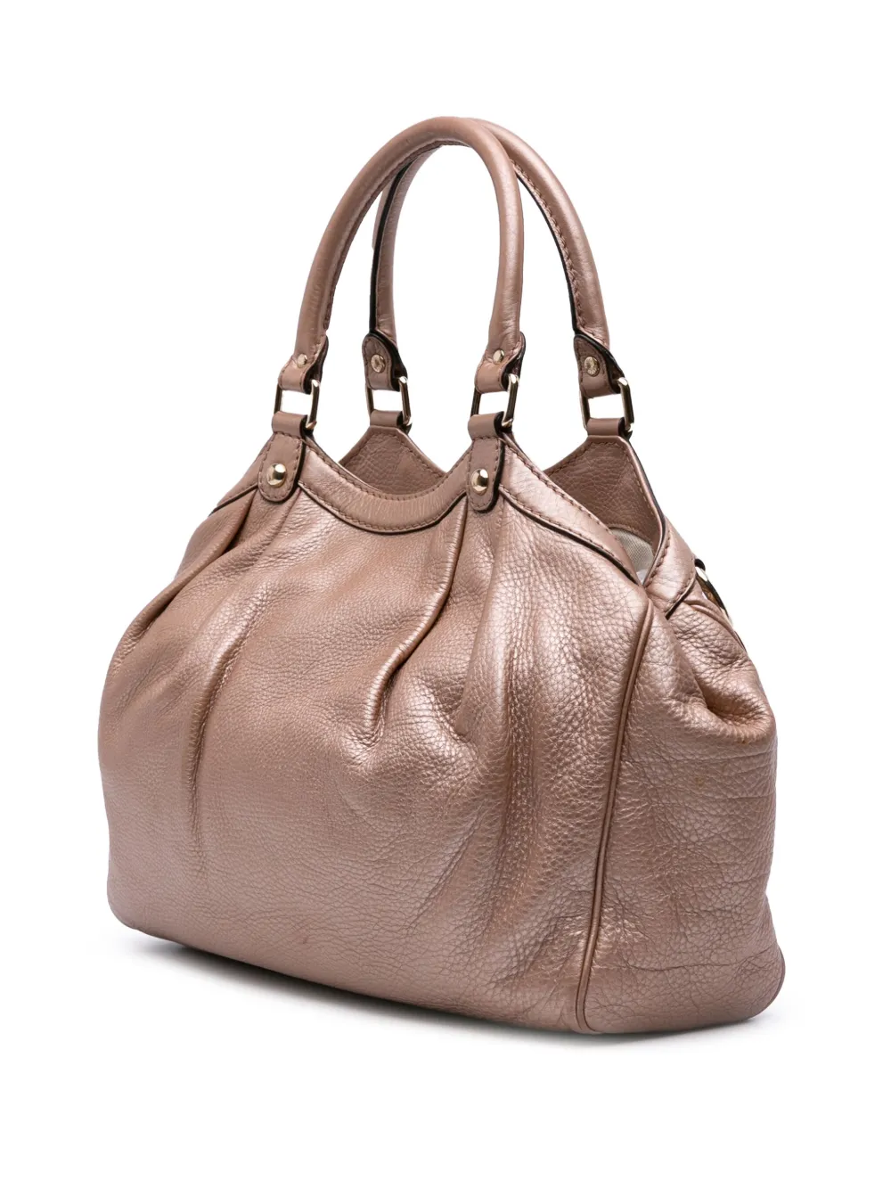 Pre-owned Gucci 2016-2024 Medium Calfskin Sukey Tote Bag In Gold