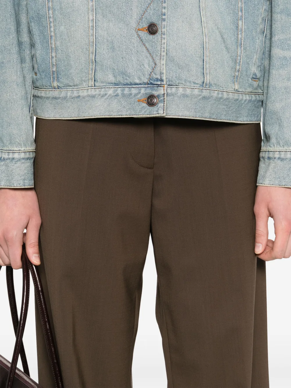 Miu Straight broek van wolblend Bruin