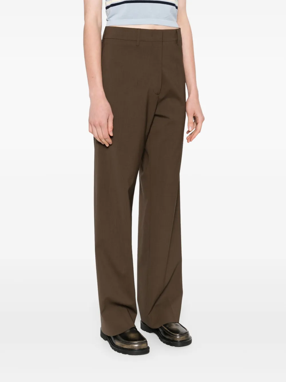 Miu Straight broek van wolblend Bruin