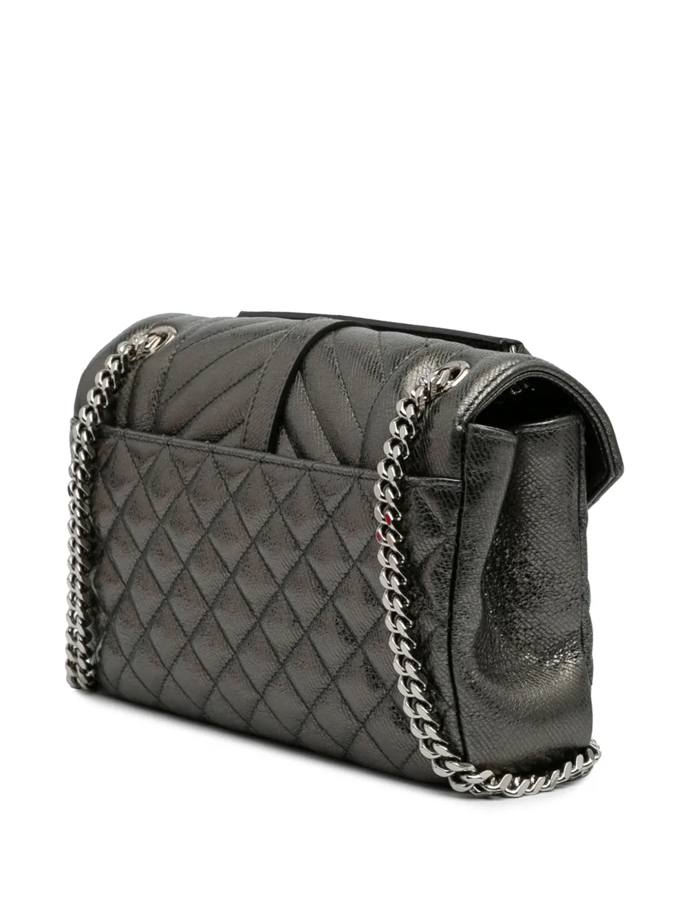 Pre-owned Saint Laurent 2017 Medium Iridescent Calfskin Triquilt Monogram College Bag Shoulder Bag