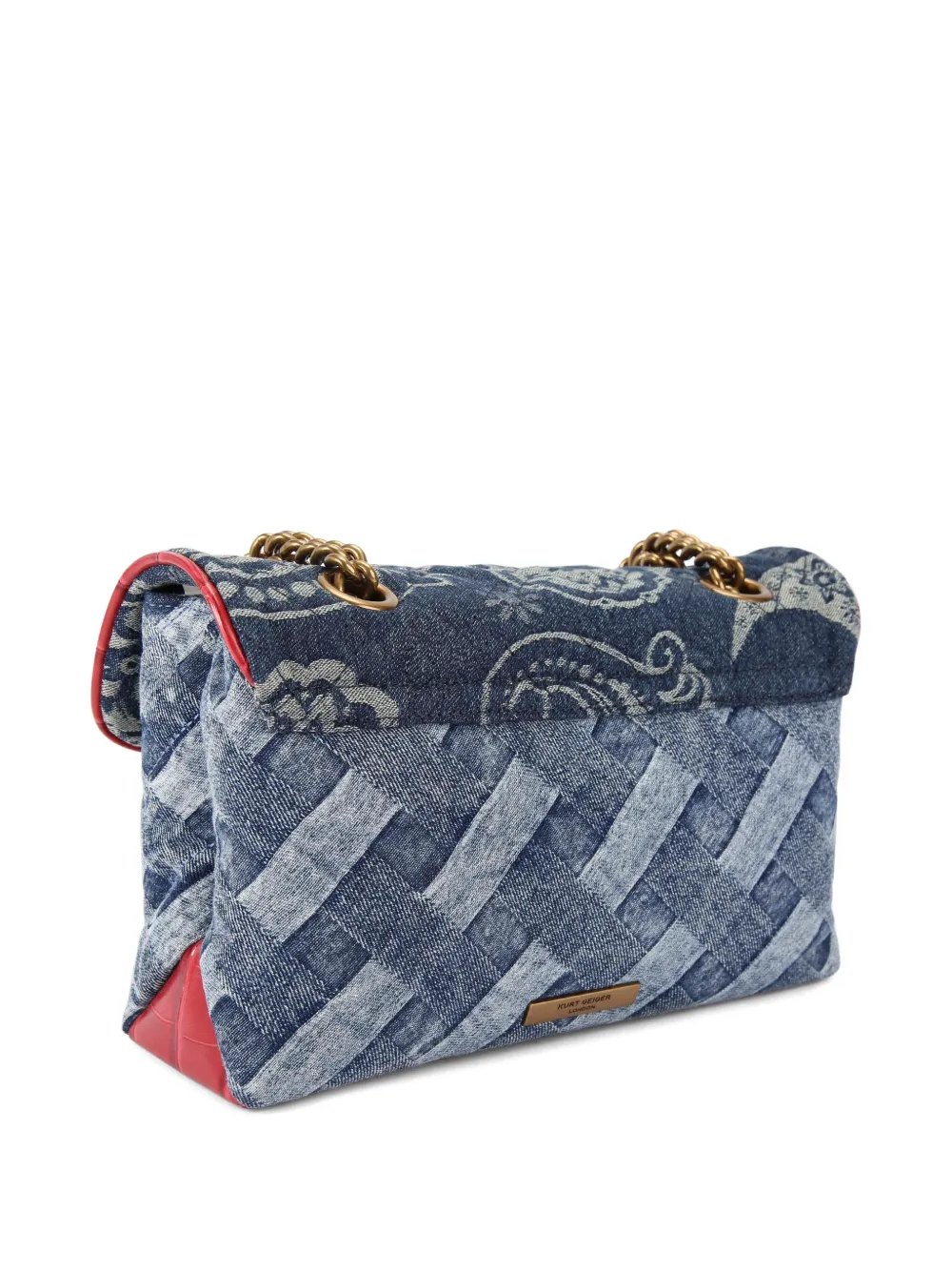 Kurt Geiger London Kesington geweven denim schoudertas Blauw