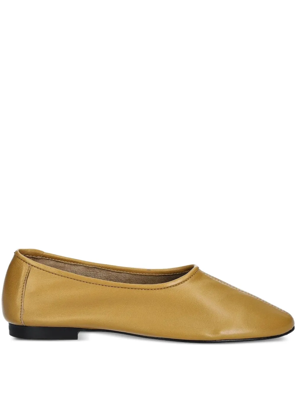 By Far Square-toe Leather Flats In Yellow