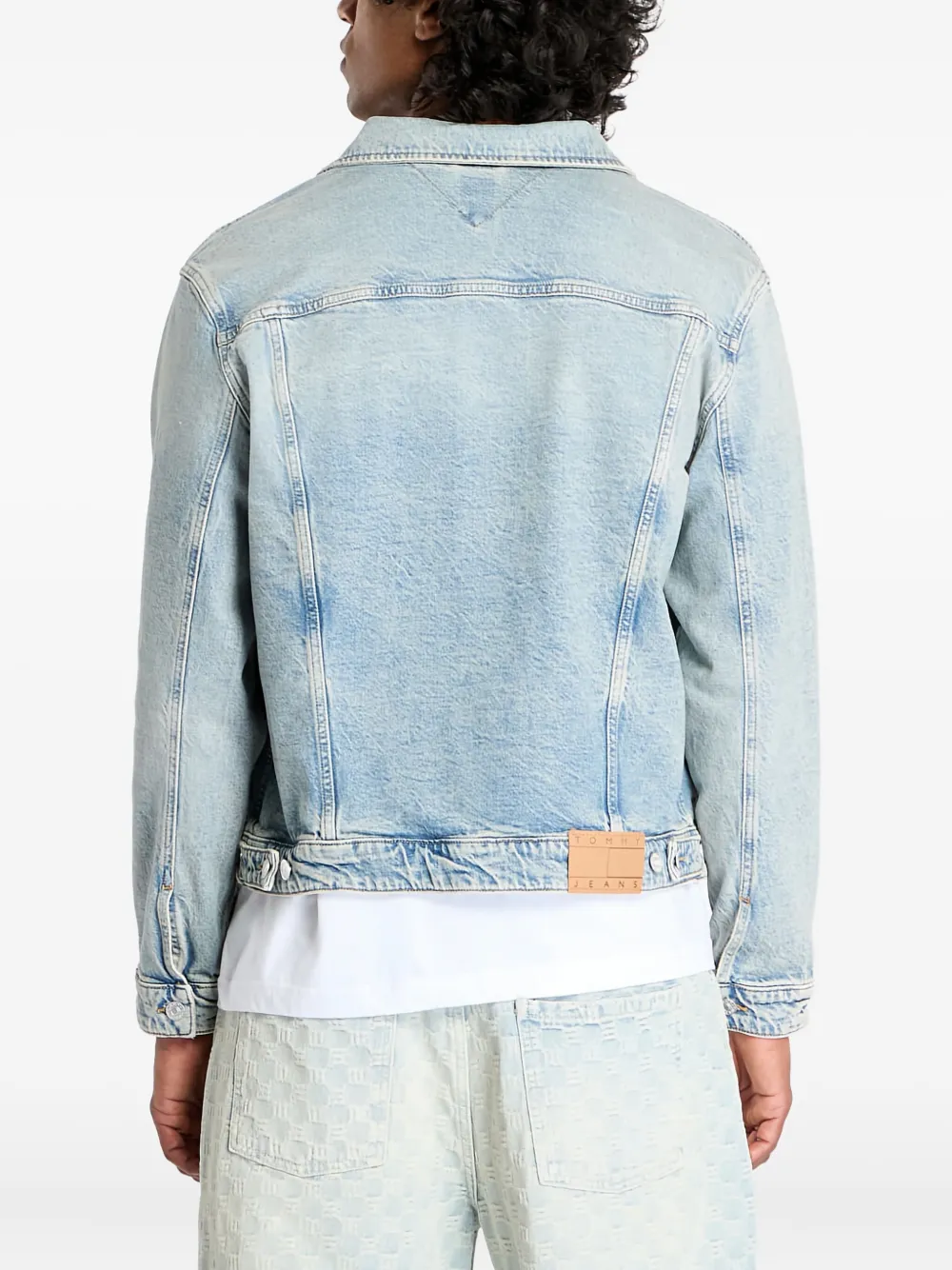 Tommy Hilfiger Isaac denim jack met knoopsluiting en klepzak Blauw