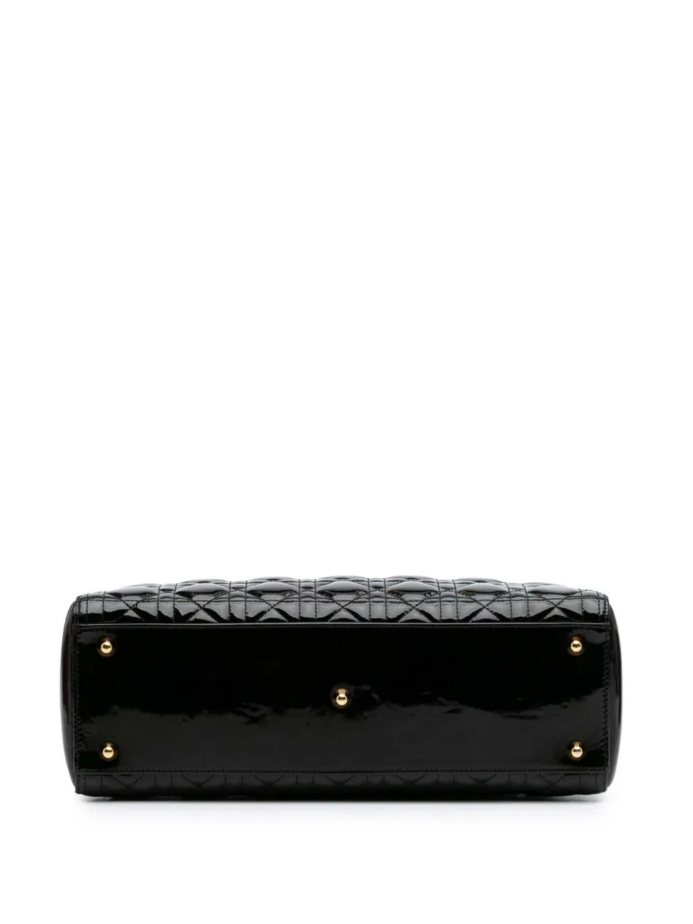 Pre-owned Dior 2011 Large Patent Cannage Lady Satchel In Black