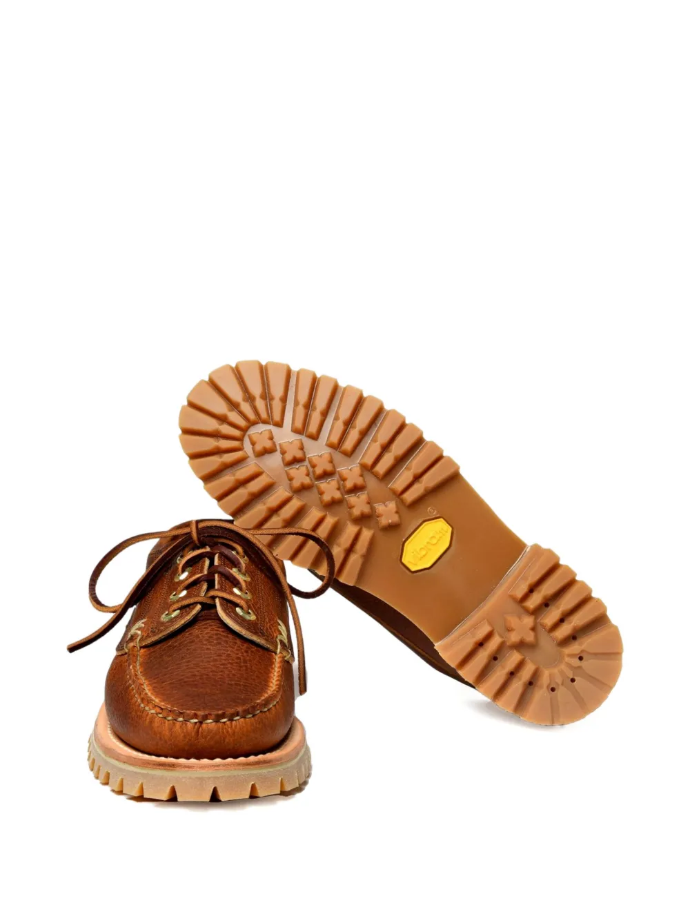 Yuketen textured-leather lace-up shoes Brown