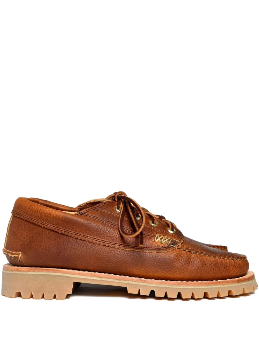 Yuketen textured-leather lace-up shoes Brown