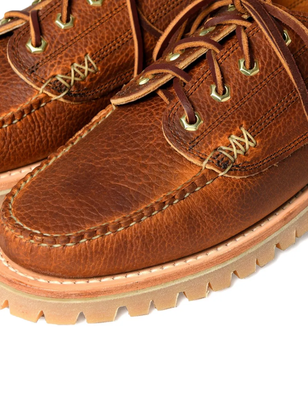 Yuketen textured-leather lace-up shoes Brown