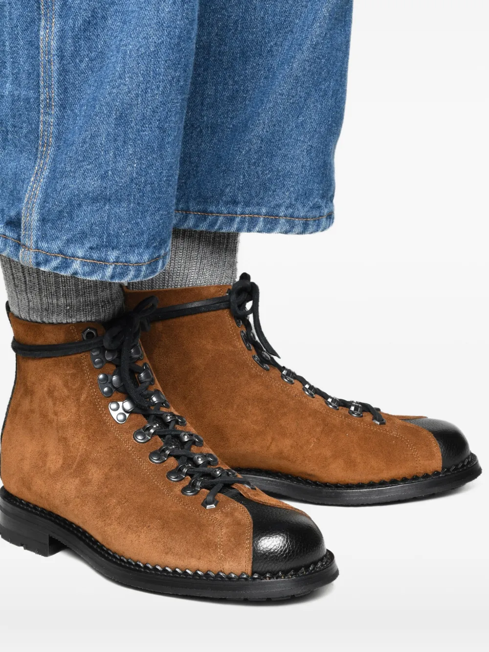 Yuketen suede lace-up boots Brown