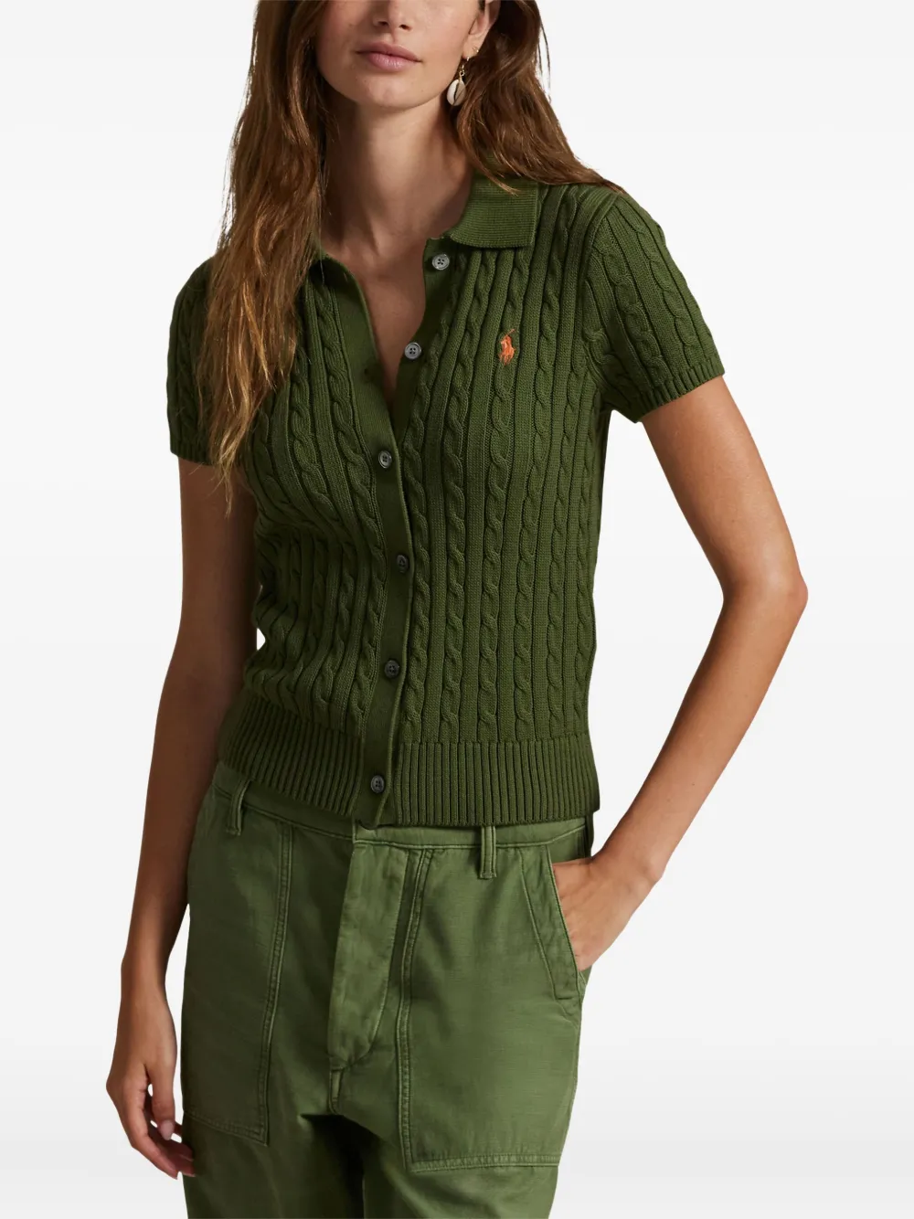 Polo Ralph Lauren Kabelgebreid vest met knoop Groen