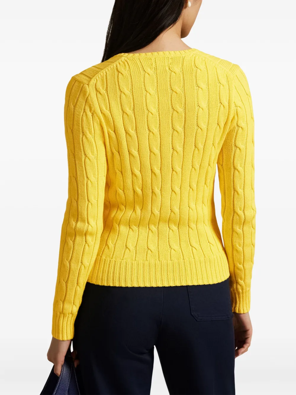 Polo Ralph Lauren Cable-knit Cotton V-neck Sweater In Yellow