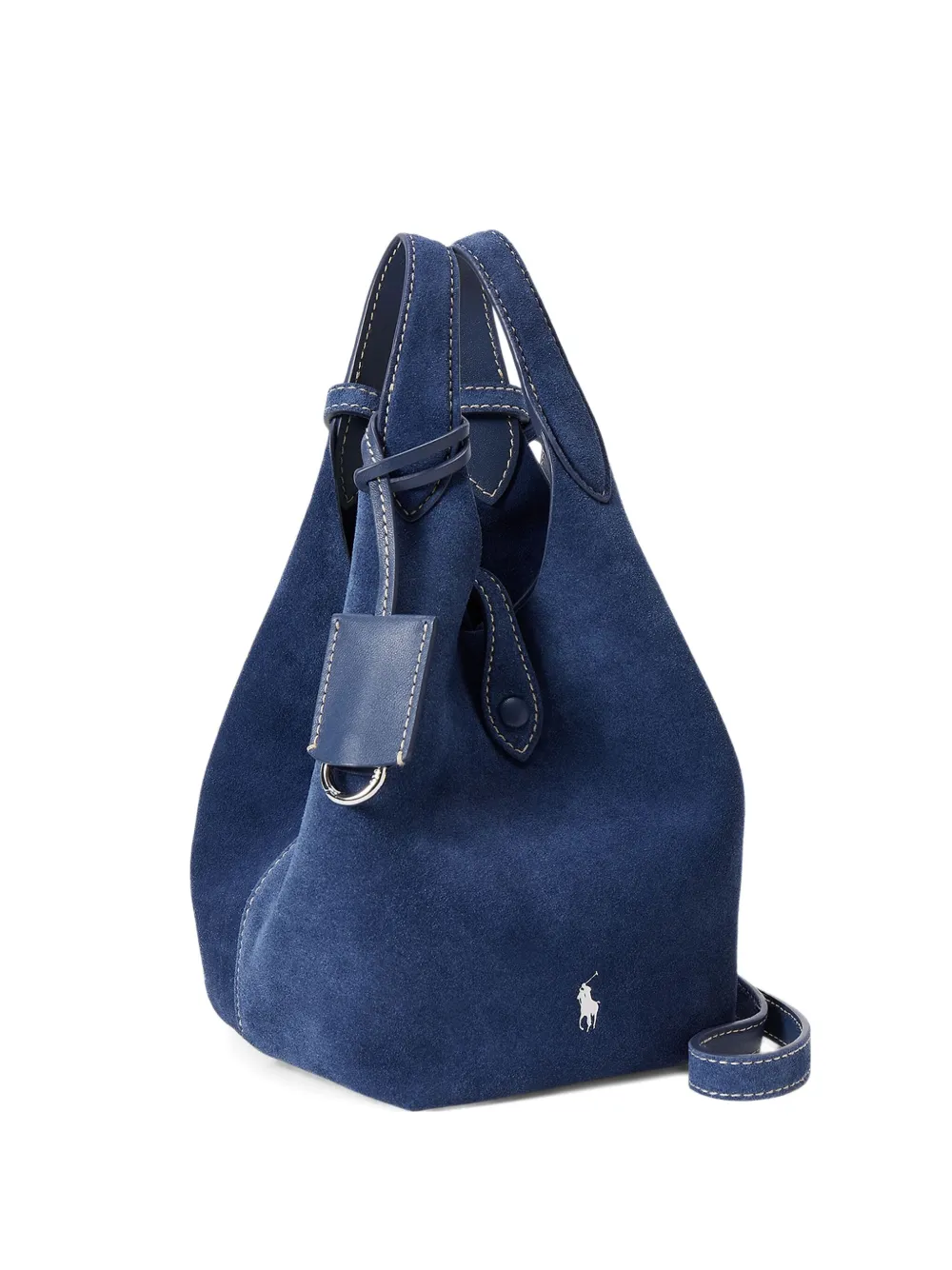 Polo Ralph Lauren Suede Leather Tote Bag In Blue