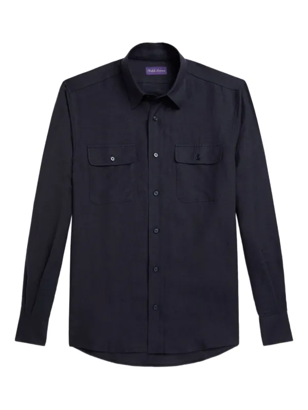 Ralph Lauren Purple Label linen-blend Shirt | Blue | FARFETCH