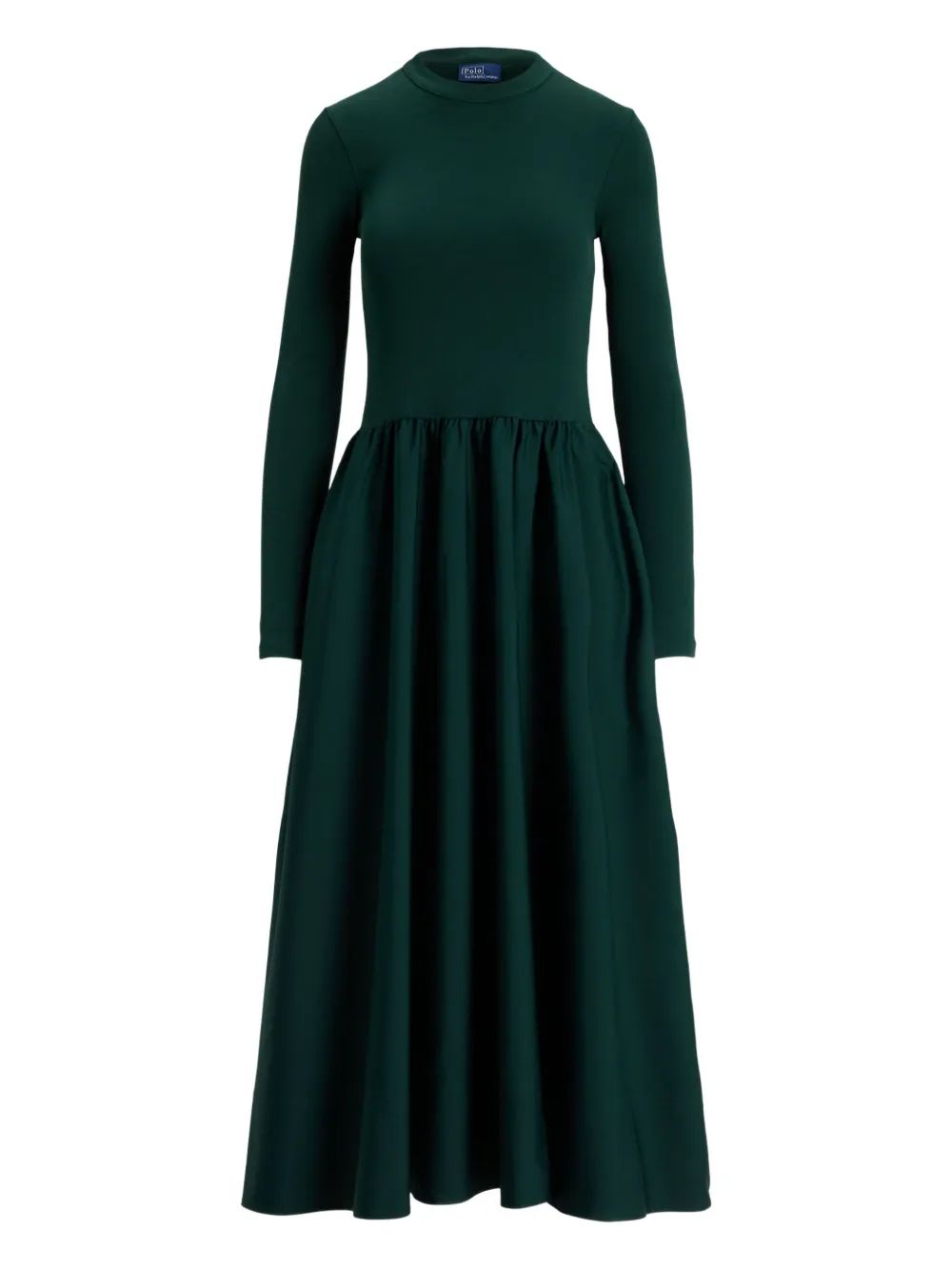 Polo Ralph Lauren Long-sleeve Gathered Midi Dress In Green