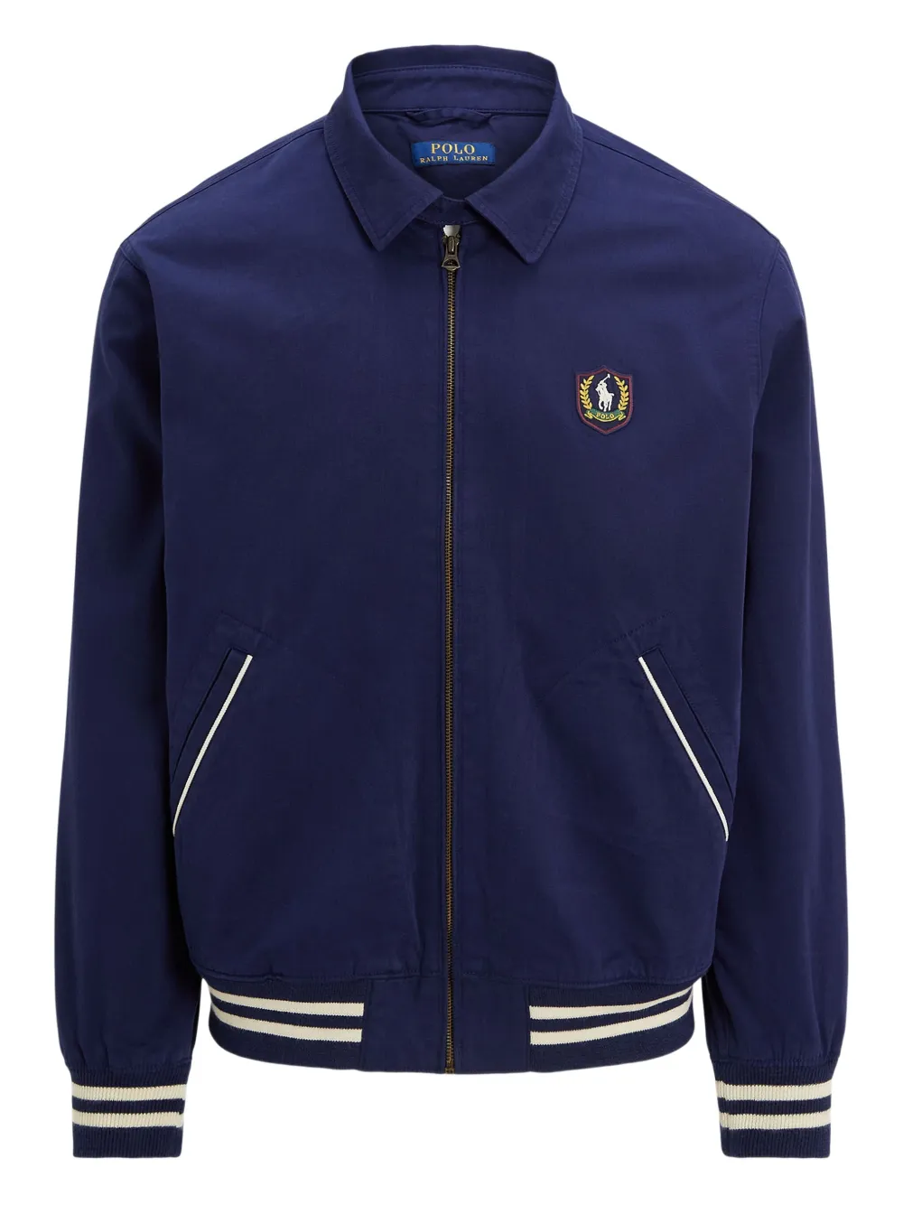 Polo Ralph Lauren logo-embroidered baseball jacket Blauw
