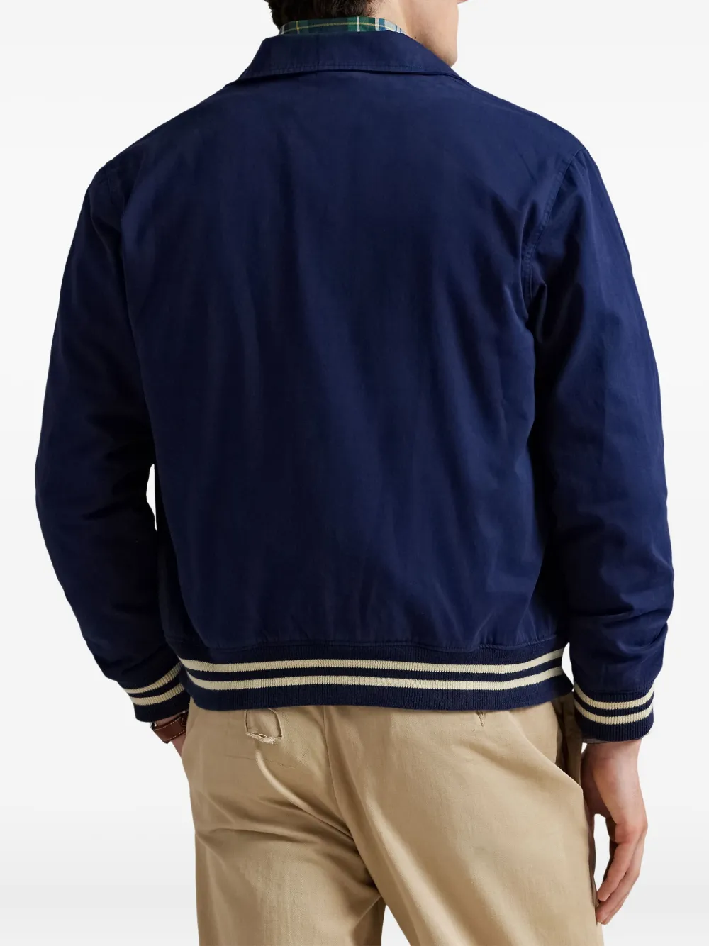 Polo Ralph Lauren logo-embroidered baseball jacket Blauw