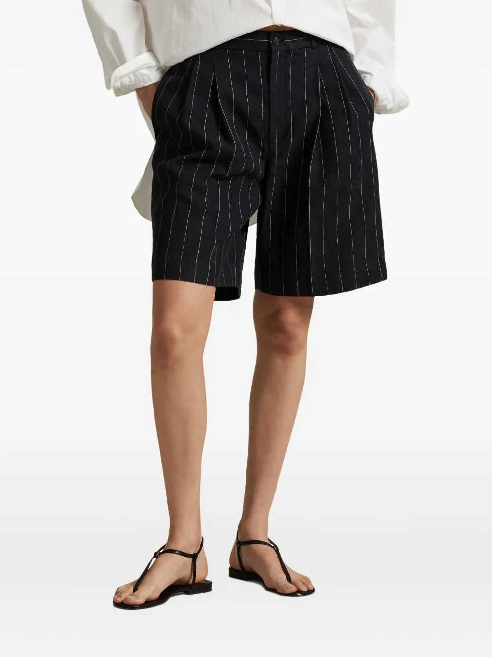 Polo Ralph Lauren Geplooide shorts met krijtstreep Zwart