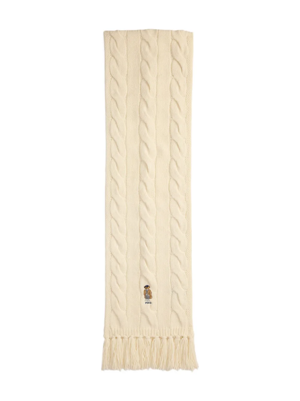 Polo Ralph Lauren Cable-knit Bear-embroidered Scarf
