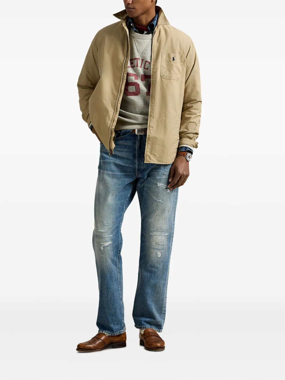 Polo Ralph Lauren Oxford shirtjack met rits Beige