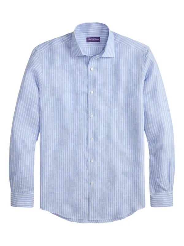 Ralph Lauren パープルレーベル　リネン　ストライプシャツ Ralph Lauren Purple Label ストライプ リネンシャツ | ブルー