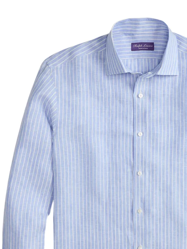 Ralph Lauren パープルレーベル　リネン　ストライプシャツ Ralph Lauren Purple Label ストライプ リネンシャツ | ブルー