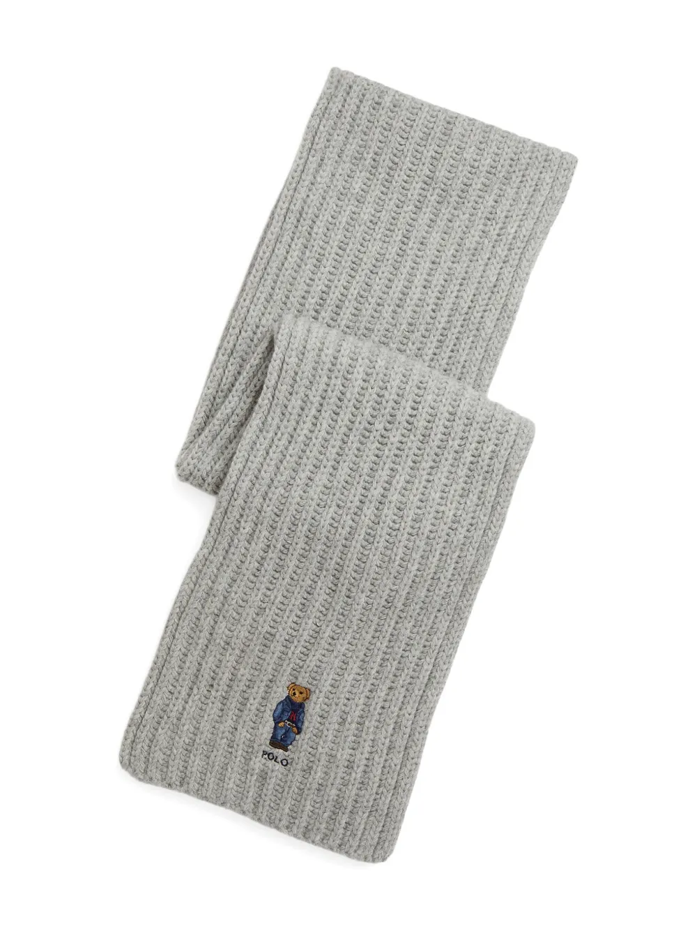 Polo Ralph Lauren Geribbelde sjaal met geborduurde beer Grijs