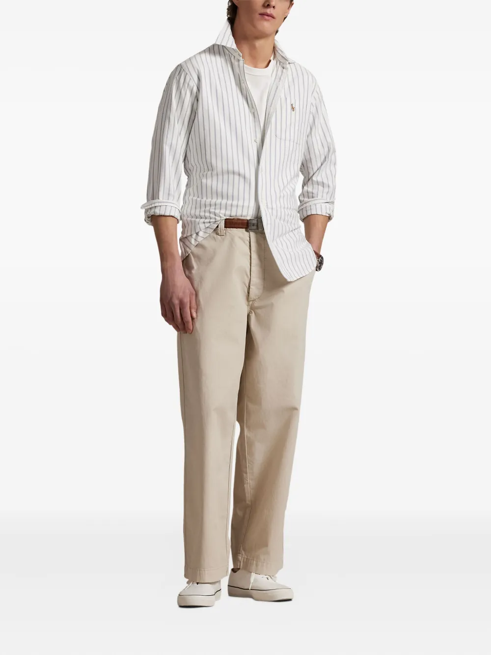 Polo Ralph Lauren Gestreept Oxford overhemd Wit