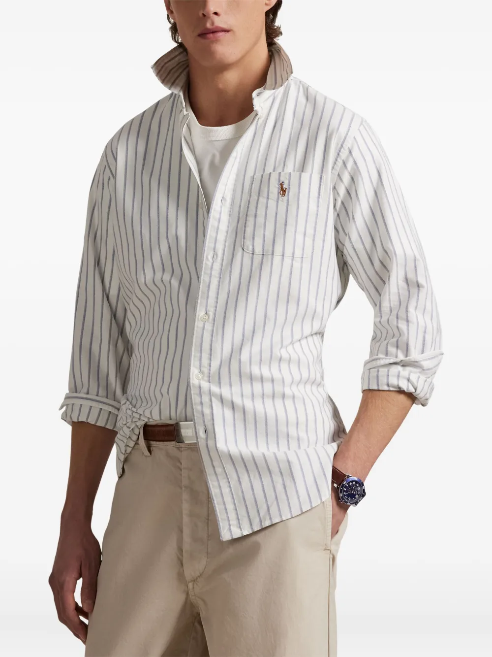 Polo Ralph Lauren Gestreept Oxford overhemd Wit