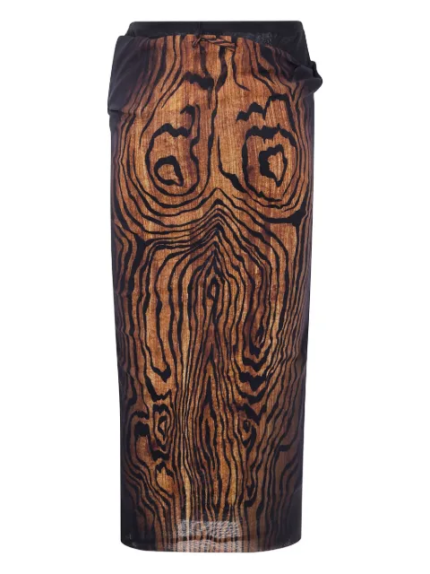 Jean Paul Gaultier wood-print draped skirt