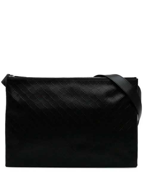 Bottega Veneta Pre-Owned 2012-2024 Lambskin Embossed Intrecciato Triple Zip Messenger Bag crossbody bag
