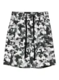 PEACE AND AFTER puzzle camo cargo shorts - Black