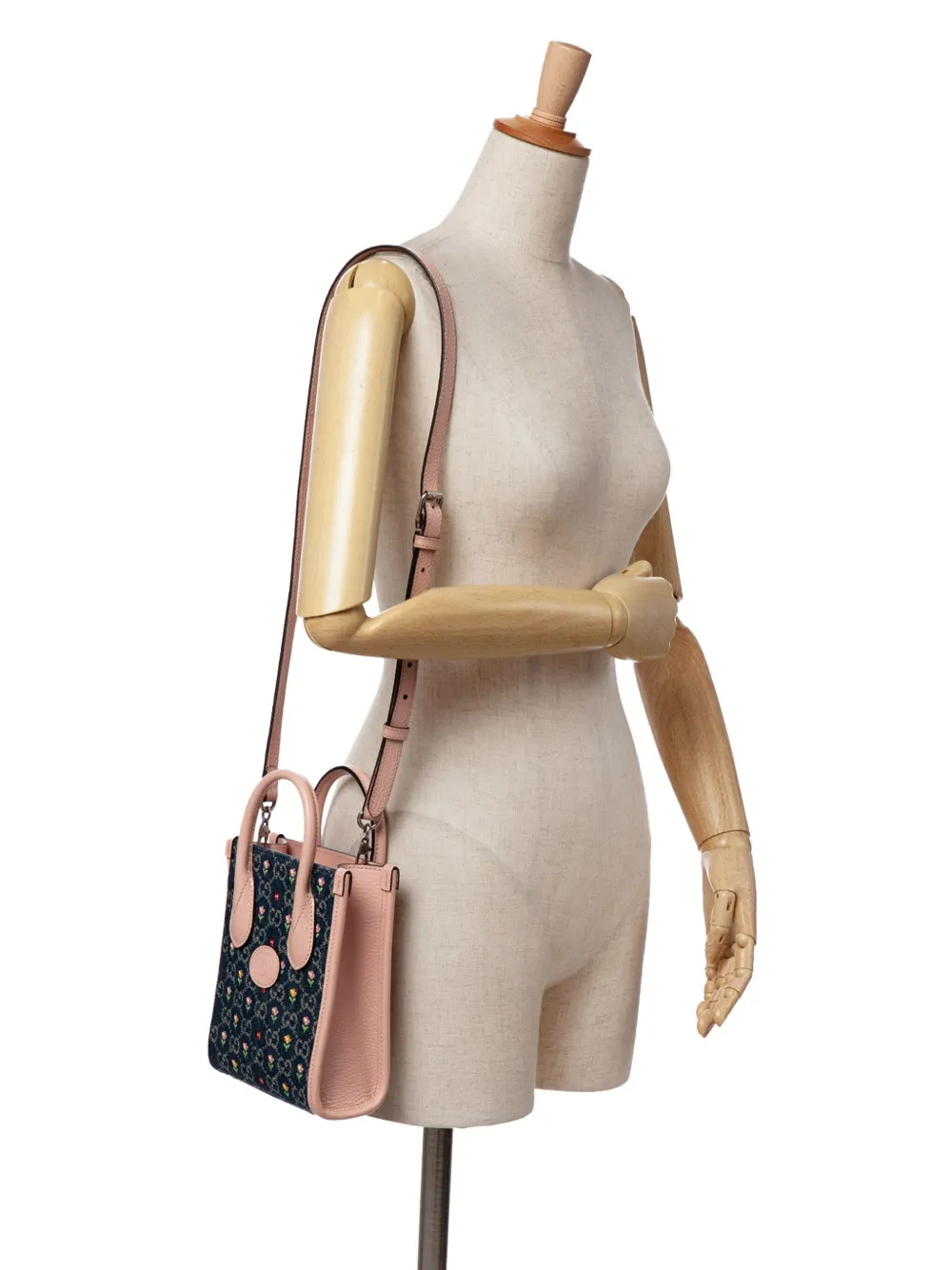 Gucci Pre-Owned 2016-2024 Mini GG Denim Interlocking G Flowers Tote satchel | Pre-Owned | Image 2
