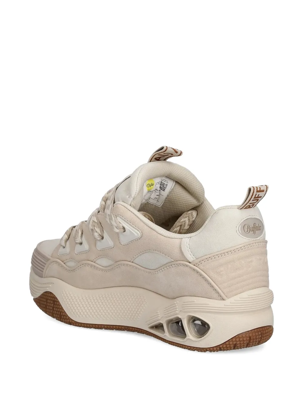 Buffalo Low-top sneakers met contrasterend kant en plateauzool Beige